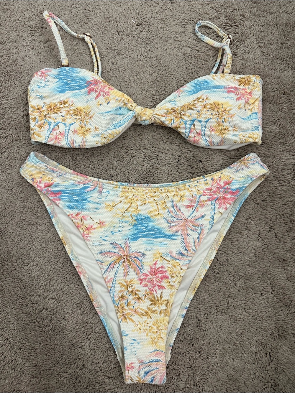 Billabong x Wrangler Pastel Tropical Bikini Set in Blue, Pink & Yellow